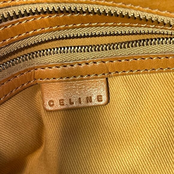 Celine Vintage Ava Macadam Suede Pochette Shoulder Bag, Mustard/Brown - Preowned - Picture 15 of 16